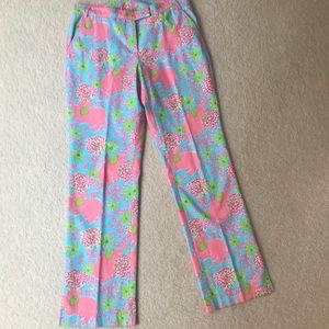 Like New Fun Elephant Print Lilly Boot Leg Pant.